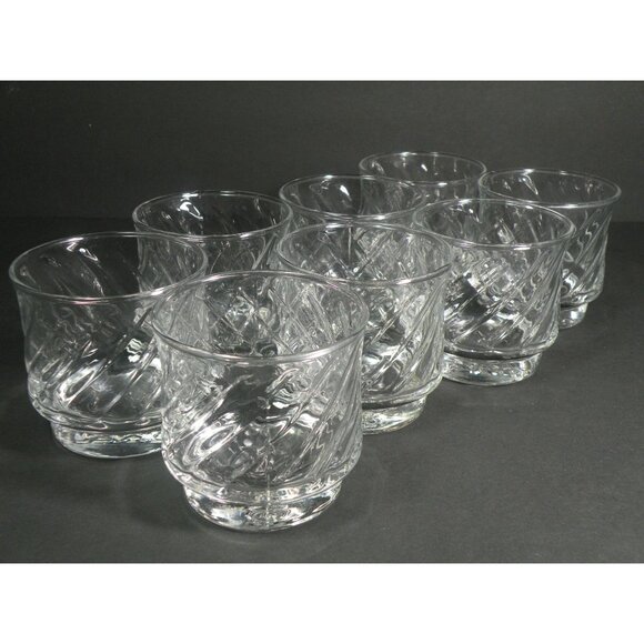 Tang Embossed Clear Glasses Set Of 8 With Swirled Pattern - Retro Drinkware - Picture 6 of 9